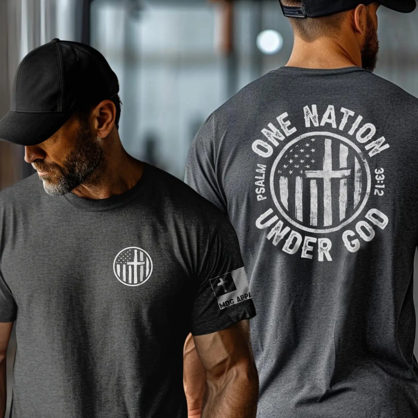 One Nation Under God Cross Christian Graphic Tee