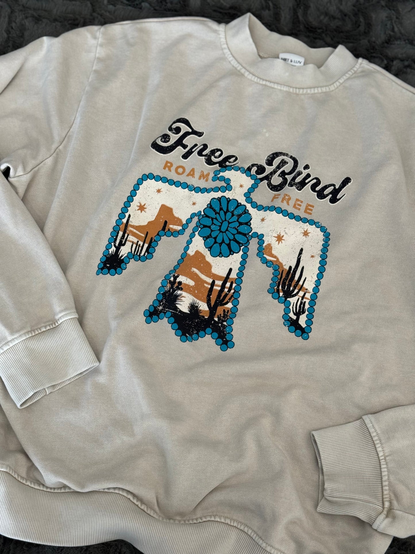 Free Bird Roam Free Mineral Graphic Sweatshirts