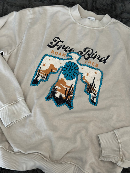 Free Bird Roam Free Mineral Graphic Sweatshirts