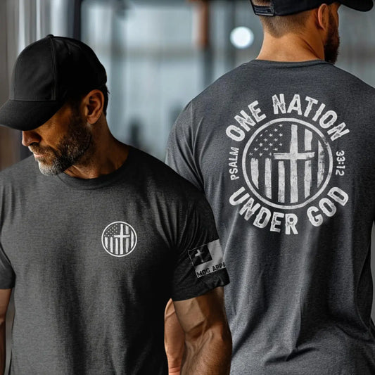 One Nation Under God Cross Christian Graphic Tee