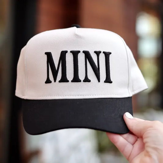 Mini (Youth) 3D Embroidery - Natural/Black Trucker Hat