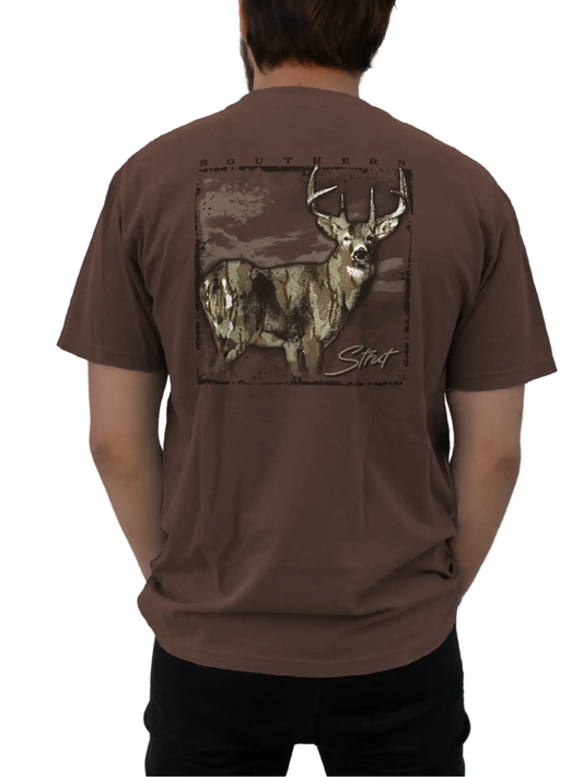 Camo Print Deer Espresso Short-Sleeve T-Shirt