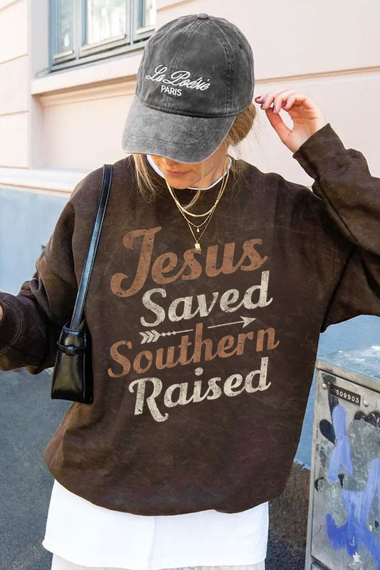 Jesus Saved Southern Mineral Graphic Sweatshirt
